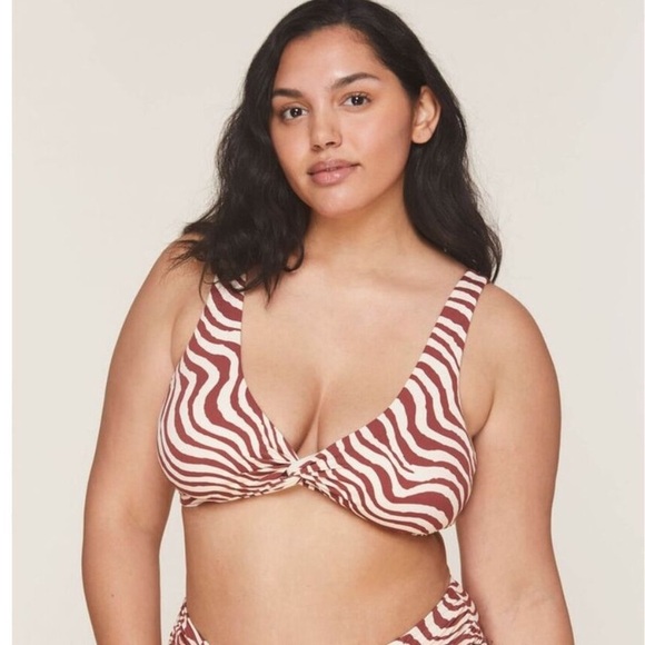 Andie Other - Andie Swim The Portofino Bikini Top Bias Stripe Truffle M